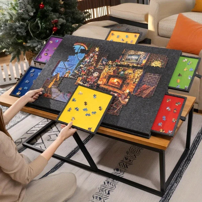 Portable Felt Puzzle Board Set — Foldable with Bracket Cover, Home & Office Organiser