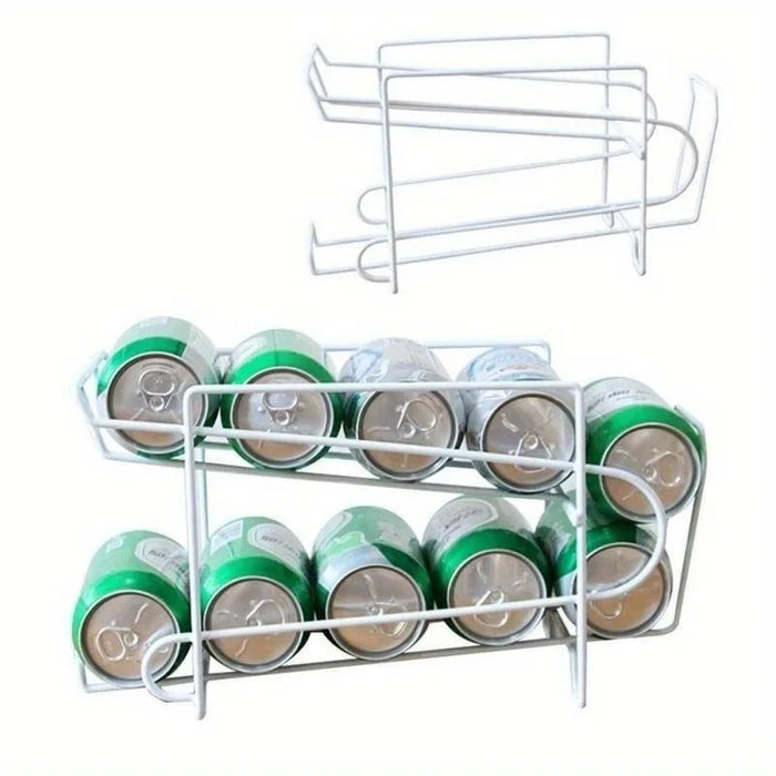 Double-Layer Metal Can Rack — 10-Can Fridge & Pantry Organiser, 35 x 15 x 19cm