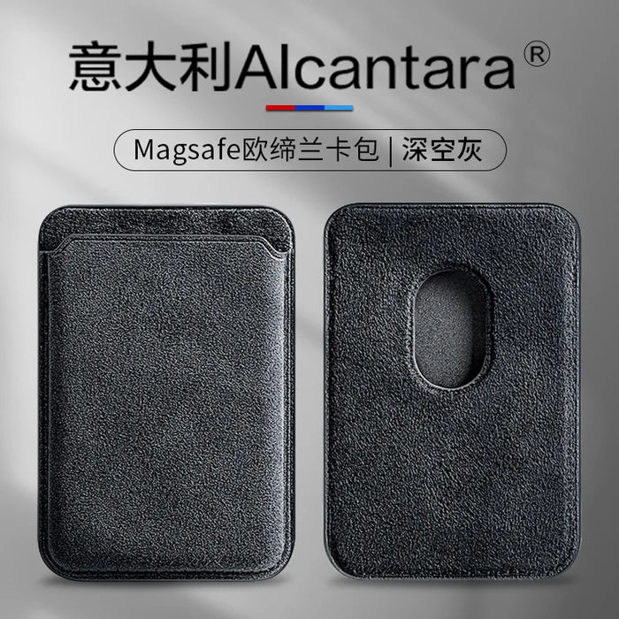 Real Italian Alcantara MagSafe Wallet Case for iPhone 12–16 (Built-in Card Holder)