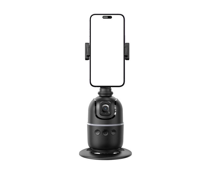 P03 360° Auto Face-Tracking AI Phone Gimbal — Desktop Tripod Holder for Vlog & Live