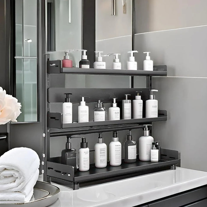 3-Tier Carbon Steel Kitchen Storage Rack for Spices & Utensils