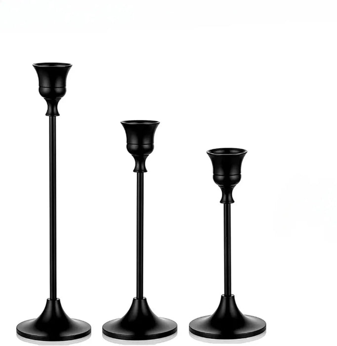 Vintage Elegant Tabletop Candle Holders – Metal & Aluminium, Single or 3‑Piece Sets