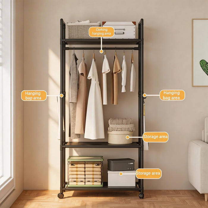 Multi‑functional Coat Rack — Space‑saving Hanger with Multi-layer Storage Shelf