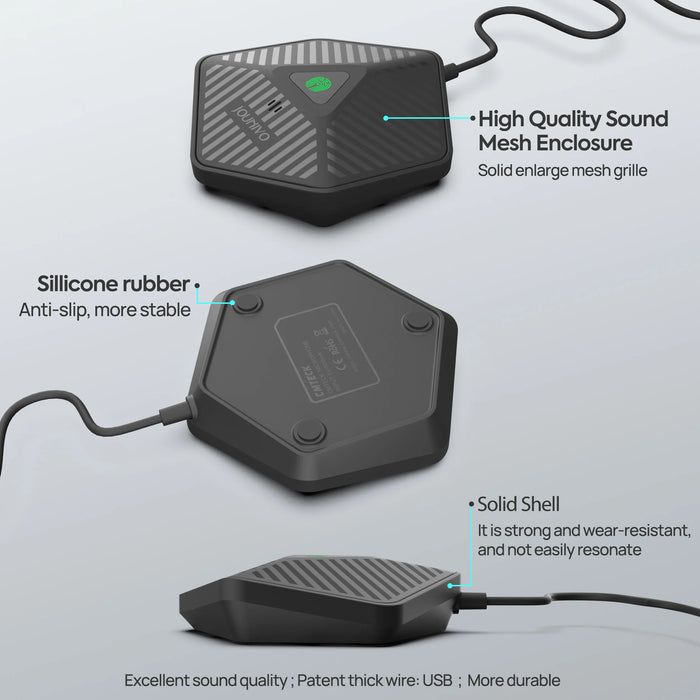 USB Conference Speakerphone — 360° Omnidirectional Condenser Mic with Mute & Volume