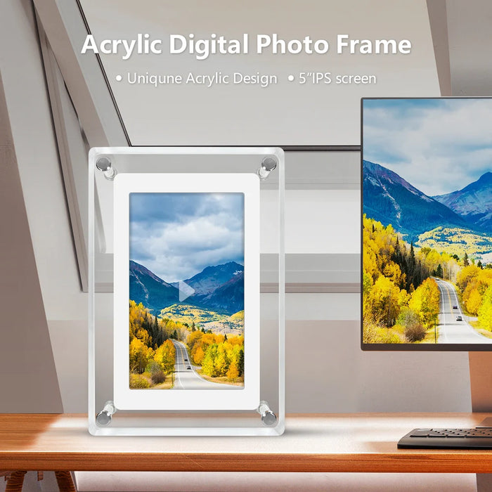 5-inch Acrylic Digital Photo Frame — 1200mAh Battery, 4GB, IPS Vertical Display