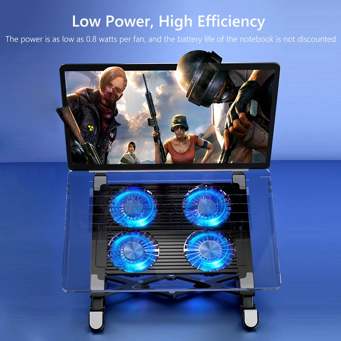 Foldable Laptop Cooling Pad — 2 or 4 Fans, RGB, 7 Heights for 11–17.3-inch Laptops