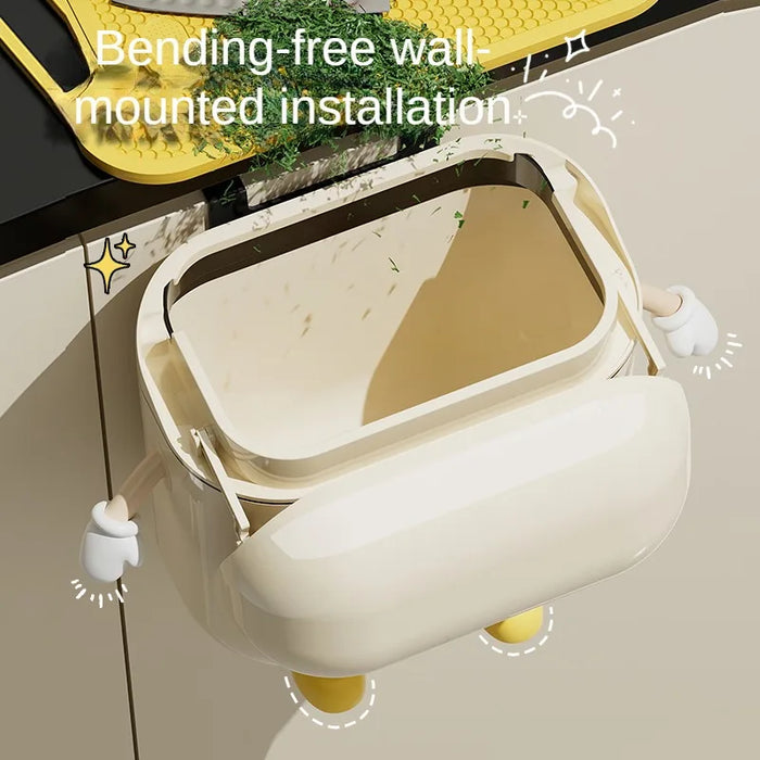 Cream-Coloured Wall-Mounted Kitchen Bin with Lid — 9L / 12L DIY