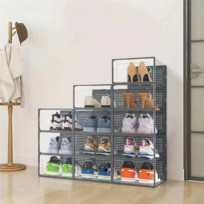Pack of 12 Stackable Shoe Storage Boxes