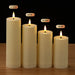 Outdoor Flameless LED Pillar Candles with Remote & Timer — Yellow Flicker, Battery-Operated (3/4pc)