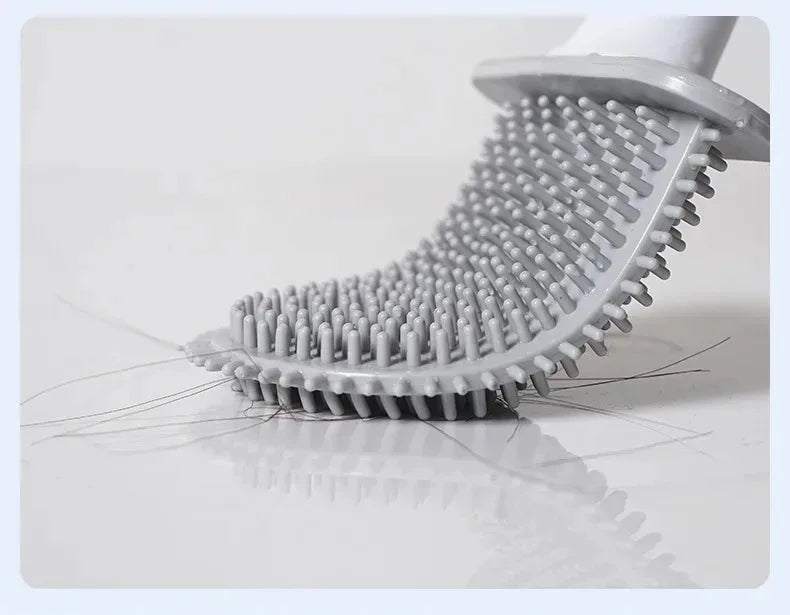 Wall-Mounted Soft TPR Toilet Brush with Removable Handle — Space-Saving