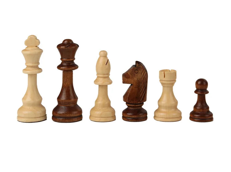 Handcrafted Folding Wooden Chess Set – 39 x 39 cm, Solid Wood Pieces