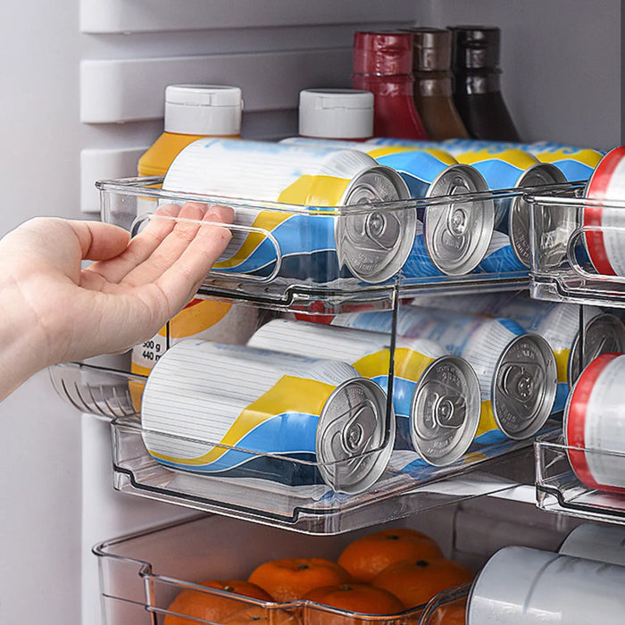 2-Tier Rolling Can Dispenser – Expandable Fridge Can Organiser