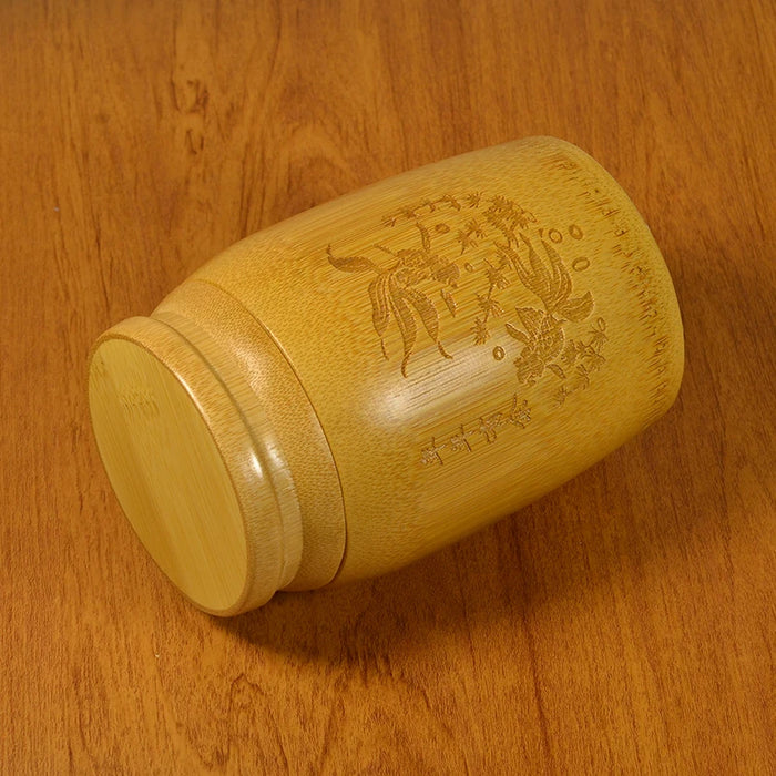Handmade Bamboo Tea Canister with Sealing Lid — Carved Storage Box