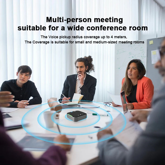 4x Omnidirectional Microphones Wireless Conference Speakerphone — USB & Bluetooth for PC/Laptop