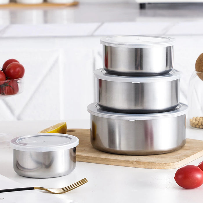 5-Piece Stainless Steel Mixing Bowl Set with Lids — Stackable & Dishwasher Safe