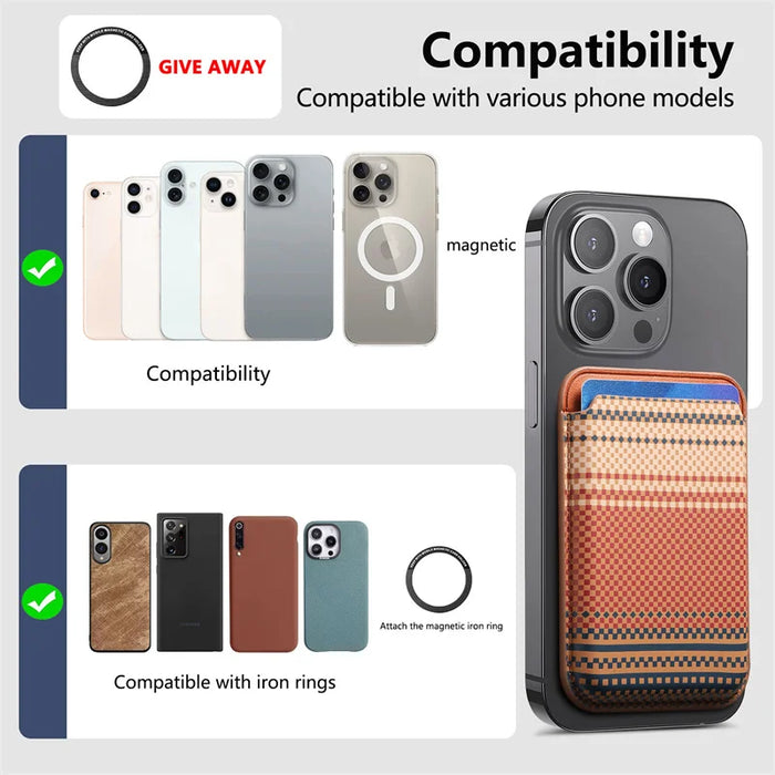 Carbon-fibre Texture MagSafe Wallet Card Holder for iPhone 12–17 (incl. Pro Max)