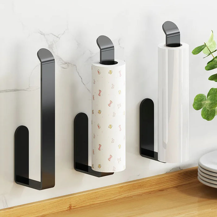 Self‑Adhesive Wall‑Mounted Tissue & Towel Holder — Space‑Saving No‑Drill (White/Black)