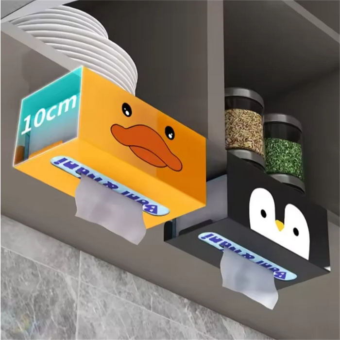 No‑Punch Carbon Steel Kitchen Paper Towel Holder — Cabinet, Drawer or Wall