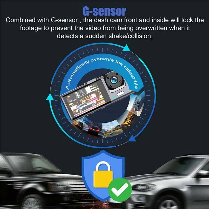 Dash Cam — 2 or 3 Camera 1080P DVR with IR Night Vision, Loop Recording & 2" IPS Screen