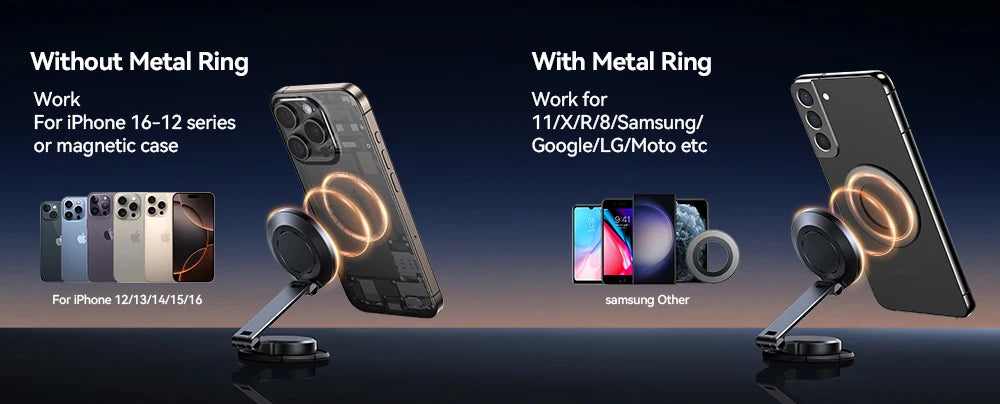 Joyroom JR-ZS408 Magnetic Car Mount — 15W Wireless Charger, N55 Magnets, 360° Rotation