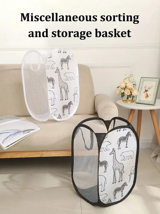 Polyester Mesh Laundry & Storage Basket 30 x 30 x 48 cm – White or Black