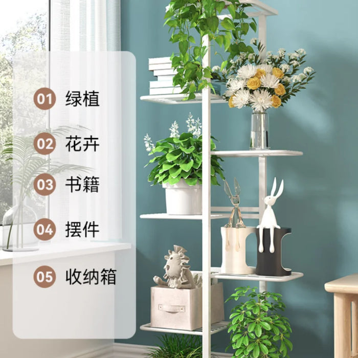 4-Tier Metal Plant Pot Rack – White Flower Stand & Storage Shelf