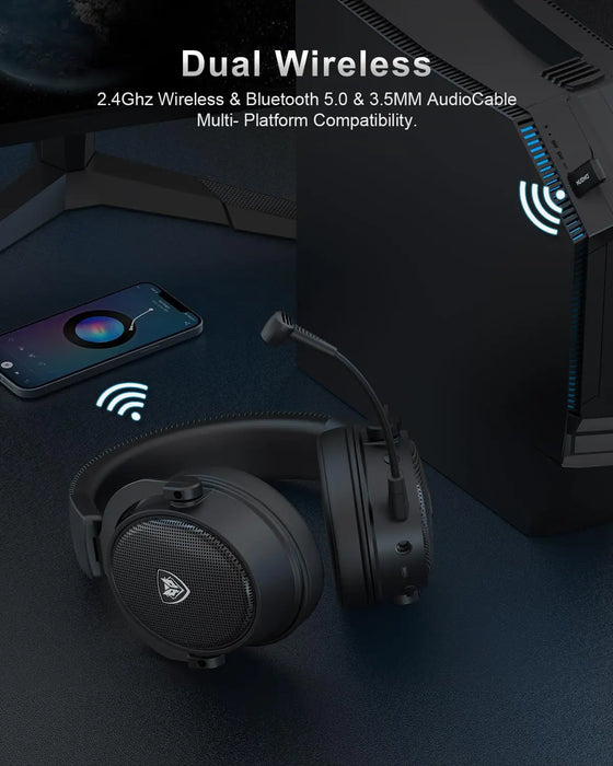 NUBWO® G Series - Langattomat pelikuulokkeet, joissa 2,4 GHz ja Bluetooth 5.3 -tekniikka, melua vaimentava mikrofoni ja stereoääni - Yhteensopiva PS5:n / PS4:n / PC:n / tietokoneen / puhelimen / XBOXin / kytkimen kanssa