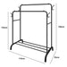 Double Rail Standing Clothes Rack with Mesh & Bottom Shelves — White or Black