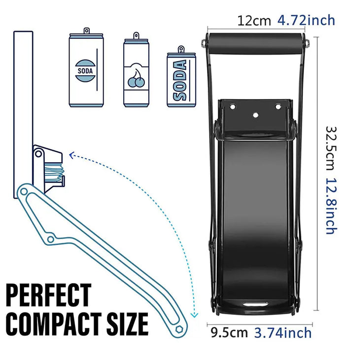 16 oz Wall-Mounted Can Crusher with Bottle Opener – Heavy-Duty Metal Smasher