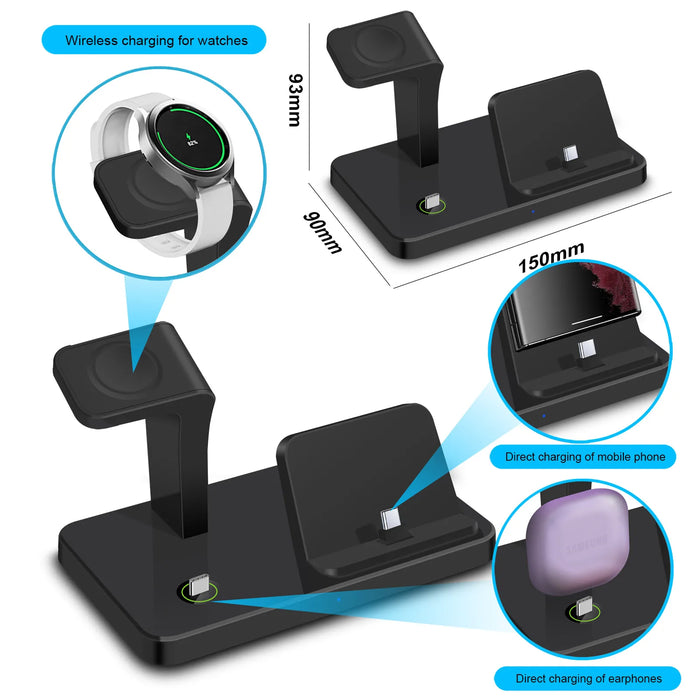 3-in-1 Type-C Wireless Charging Dock for Samsung Galaxy Phones, Watch & Buds