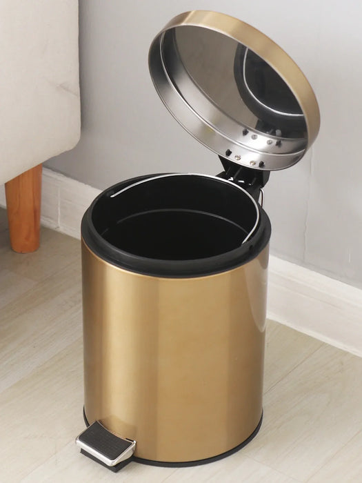 Modern 5L Stainless Steel Foot Pedal Bin — Champagne Gold