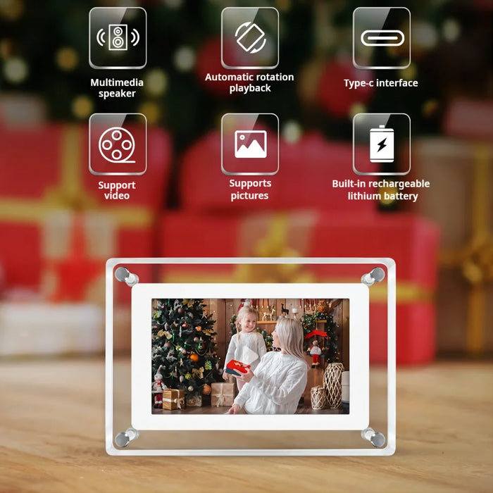 Acrylic Digital Photo Frame 5/7-inch — IPS Screen, 4GB, 1000mAh, Auto-Rotate