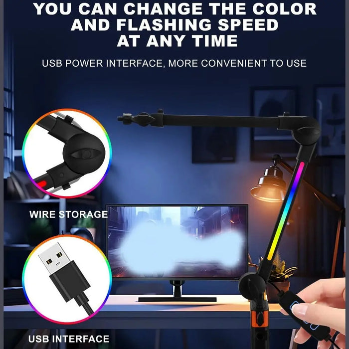 360° Rotating Microphone Boom Arm — Adjustable Aluminium Desk Stand for Streaming