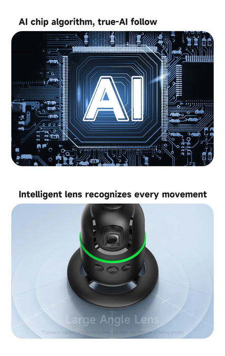 P03 360° Auto Face-Tracking AI Phone Gimbal — Desktop Tripod Holder for Vlog & Live