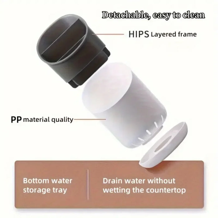 Chopstick Holder with Drain Tray — Tableware Storage Rack, Plastic Kitchen Organiser