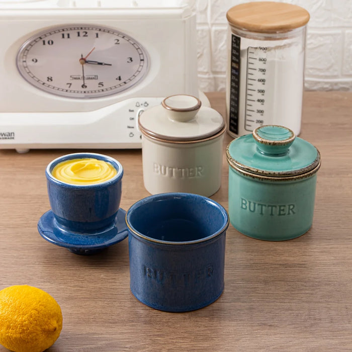 Kiln-turned Ceramic Butter Dish with Lid — Round Countertop Storage