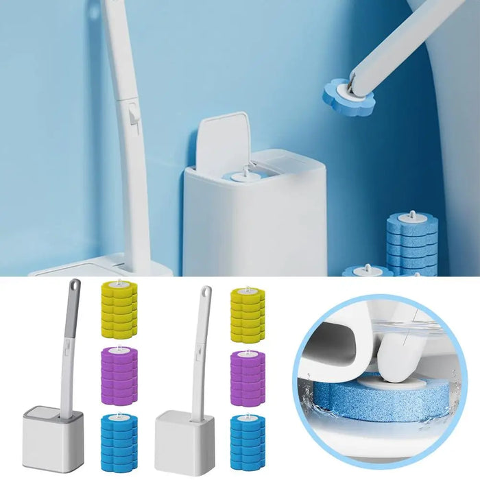 Disposable Toilet Brush Kit — Long Handle & Wall‑Mount Holder