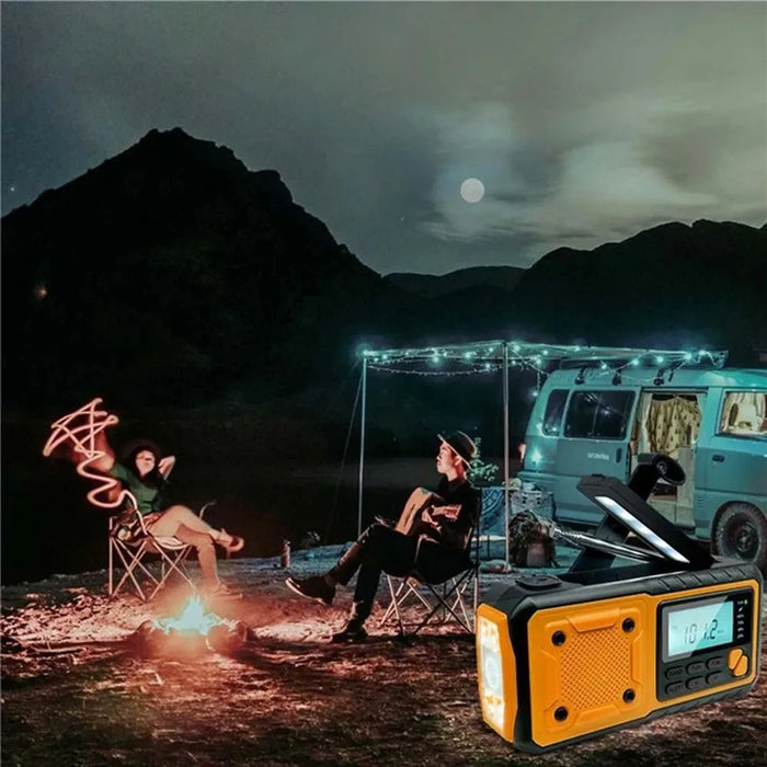 4000mAh Emergency Solar Radio with Hand Crank — AM/FM Weather Radio, LED Reading Light & Phone Charger