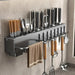 Wall-Mounted Kitchen Knife Rack with Pot Lid & Cutting Board Organiser
