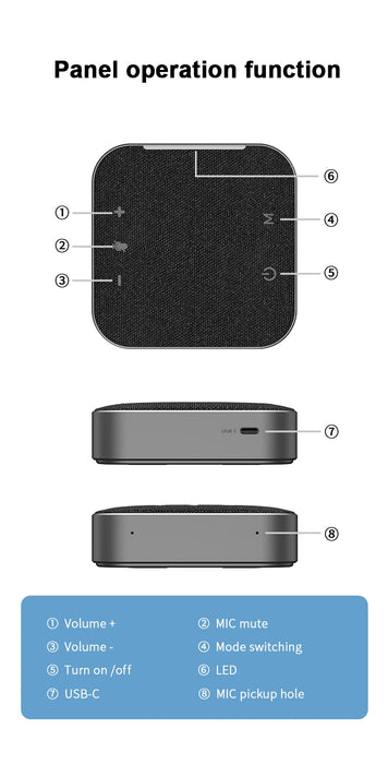 4x Omnidirectional Microphones Wireless Conference Speakerphone — USB & Bluetooth for PC/Laptop