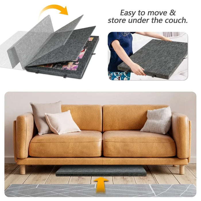 7-Piece Decorative Puzzle Board with 6-Drawer Felt Storage for 1000-Piece Puzzles