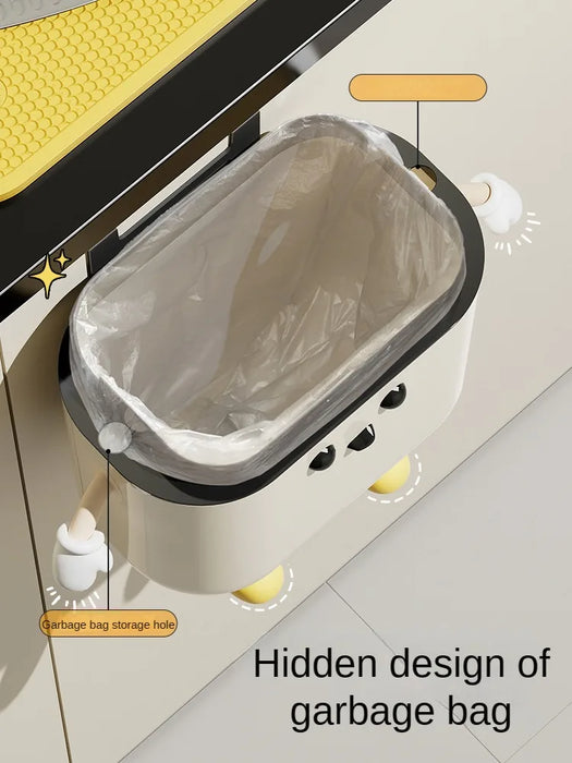 Cream-Coloured Wall-Mounted Kitchen Bin with Lid — 9L / 12L DIY