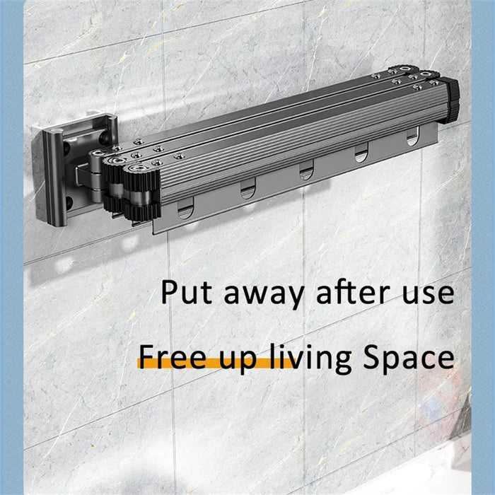 Foldaway Wall-mounted Clothes Dryer — White Aluminium Alloy, Retractable