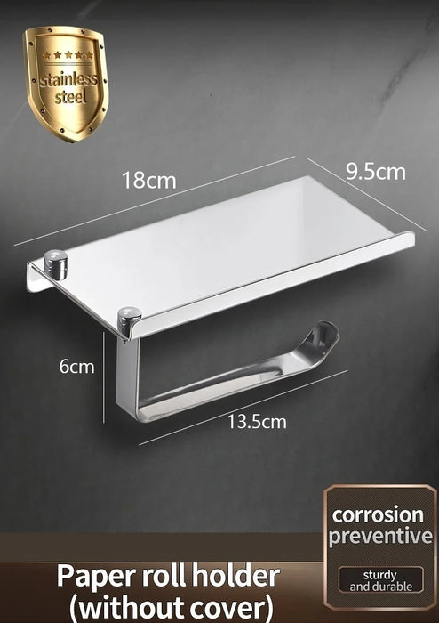 Stainless Steel Wall-Mounted Paper Towel & Toilet Roll Holder
