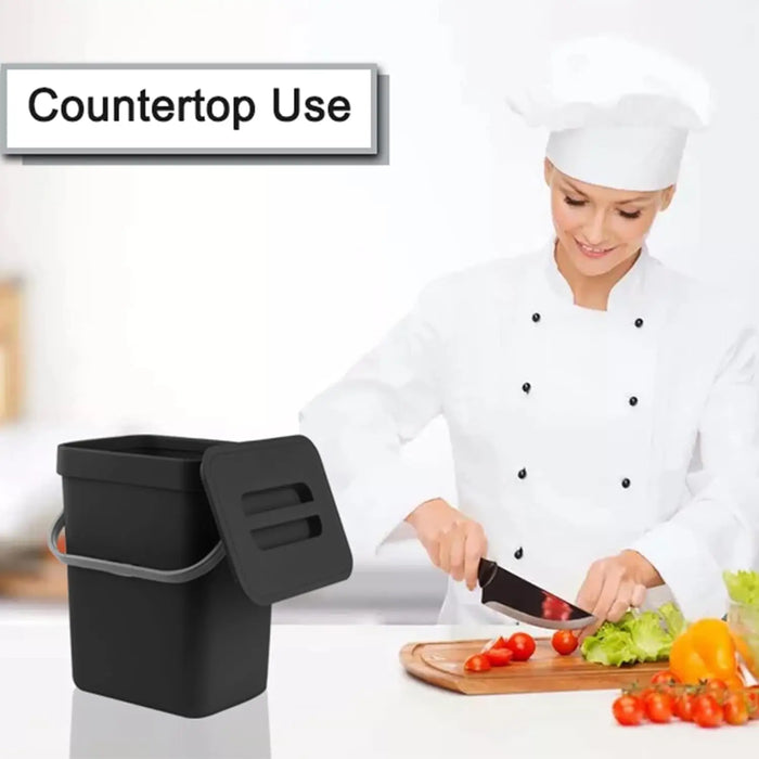 Countertop Compost Bin with Lid – Hanging or Freestanding Kitchen & Bathroom Bin (3L/5L)