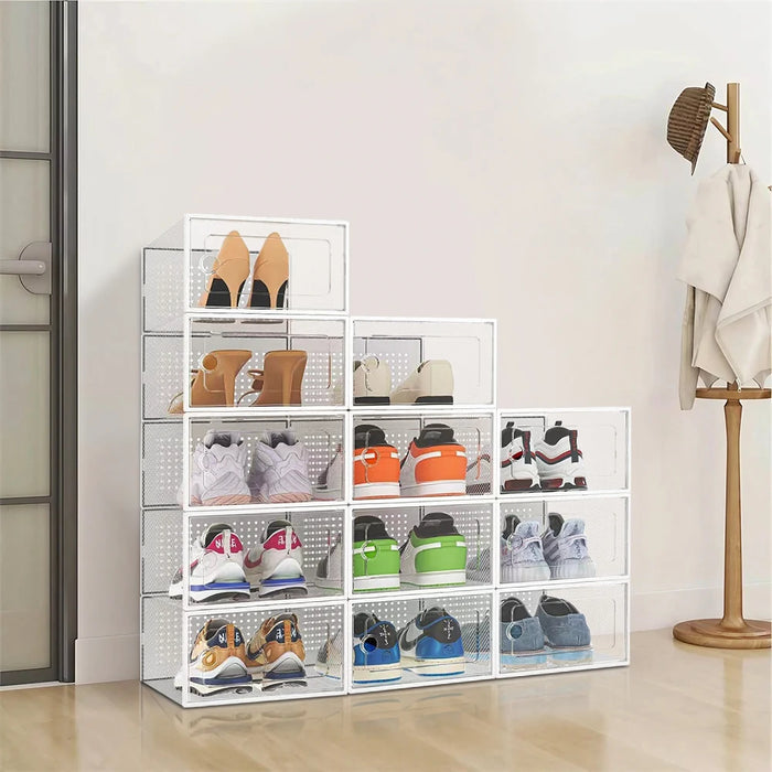 Pack of 12 Stackable Shoe Storage Boxes