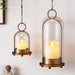 Vintage Brass Metal Candle Holder Set with Glass Domes