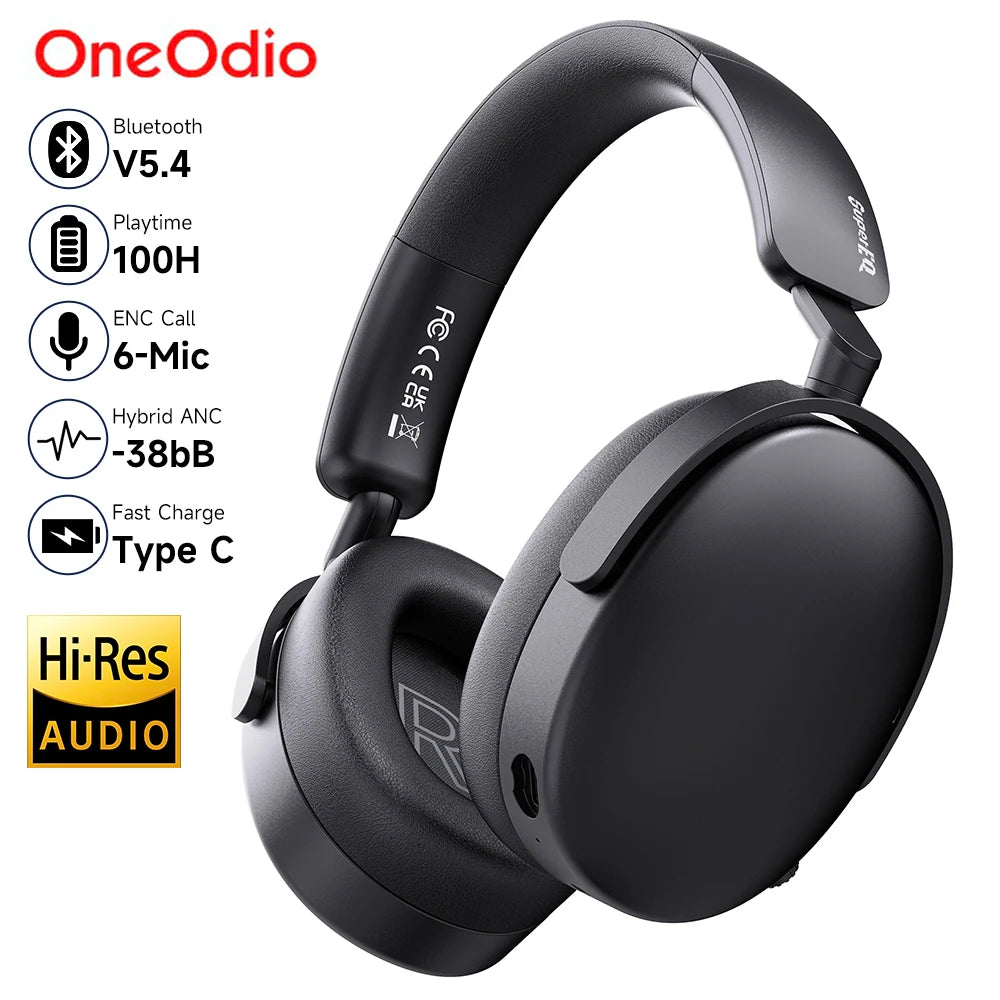 Oneodio SuperEQ A200 - Kabellose Bluetooth 5.4 Kopfhörer mit Hybrid-Aktiver Geräuschunterdrückung und Hi-Res Audio - Perfektes Over-Ear Headset mit 6-Mikrofon AI ENC für Akustik-Enthusiasten