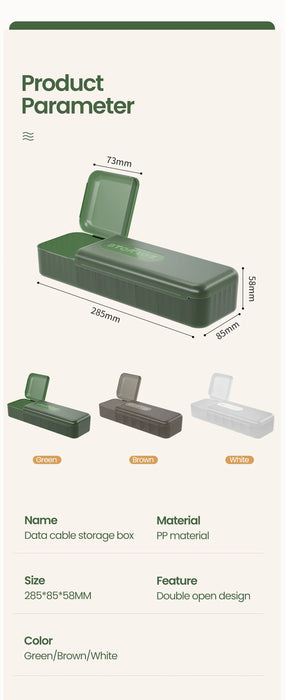 7-Compartment Cable Storage Box – Plastic Cord Organiser for Home & Travel