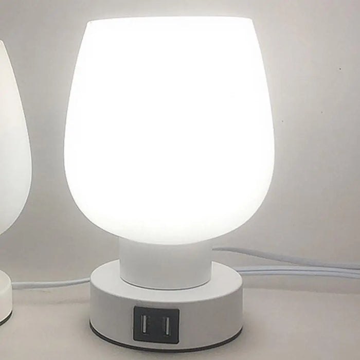 Modern Touch Control LED Desk Lamp - Dimmable, Flicker Free, White Glass Shade Night Light - Perfect for Easy Bedside Illumination